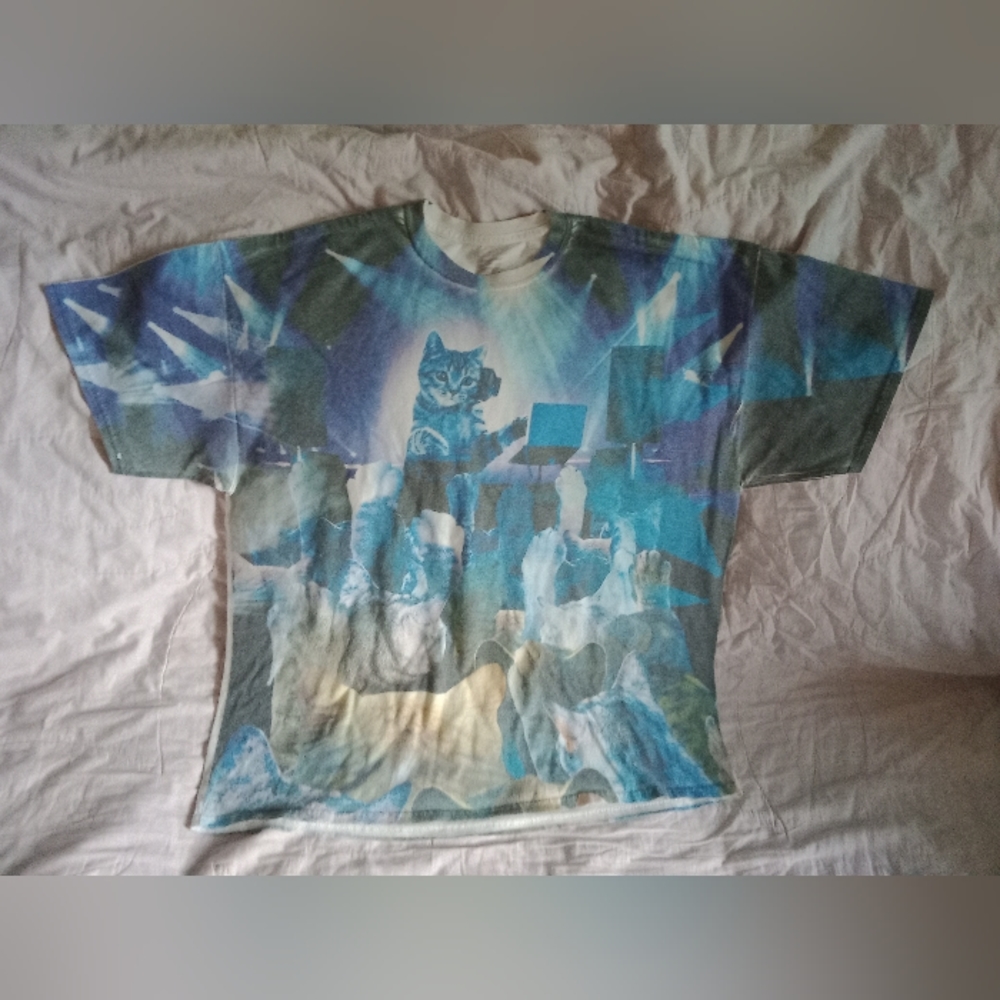 DJ Kitty Cat Rave Party Shirt Size 2XL